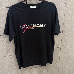 Authentic Givenchy Black Tee with Multicolor Logo